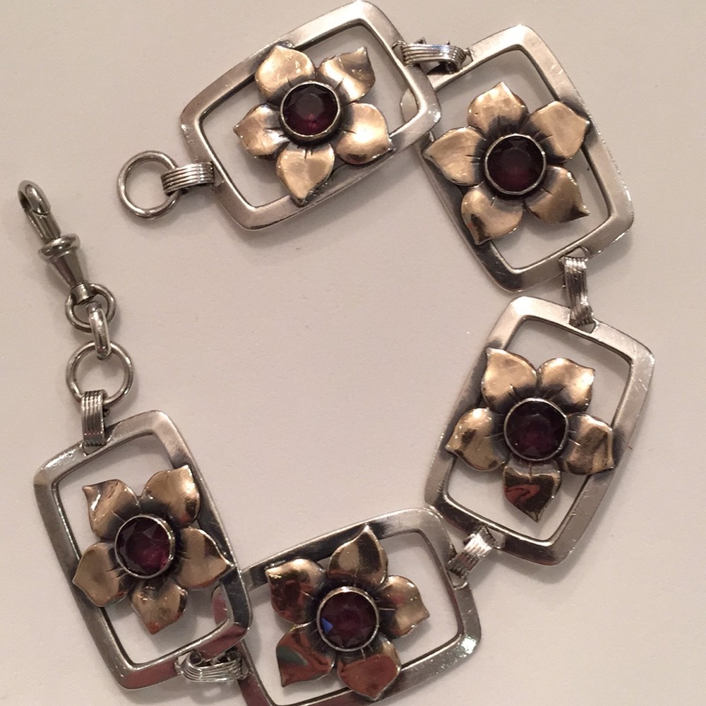 Wells Vintage sterling silver 14k bracelet